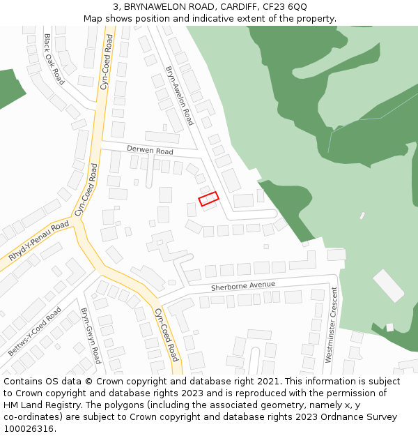 3, BRYNAWELON ROAD, CARDIFF, CF23 6QQ: Location map and indicative extent of plot