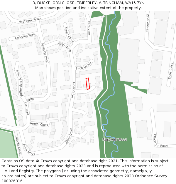 3, BUCKTHORN CLOSE, TIMPERLEY, ALTRINCHAM, WA15 7YN: Location map and indicative extent of plot