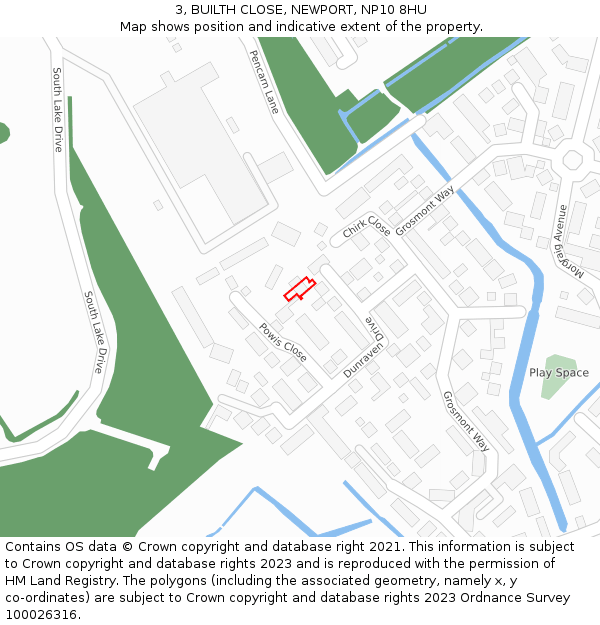 3, BUILTH CLOSE, NEWPORT, NP10 8HU: Location map and indicative extent of plot