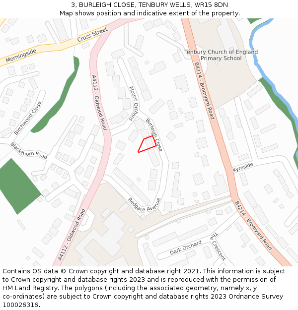 3, BURLEIGH CLOSE, TENBURY WELLS, WR15 8DN: Location map and indicative extent of plot