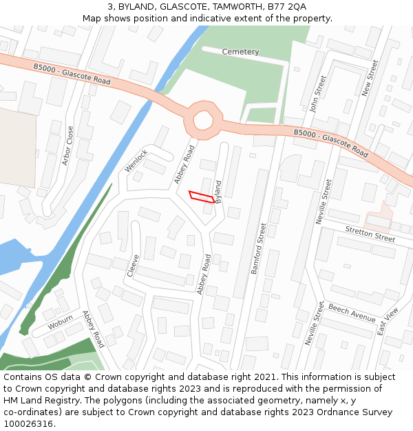 3, BYLAND, GLASCOTE, TAMWORTH, B77 2QA: Location map and indicative extent of plot