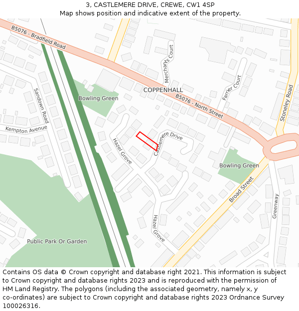 3, CASTLEMERE DRIVE, CREWE, CW1 4SP: Location map and indicative extent of plot