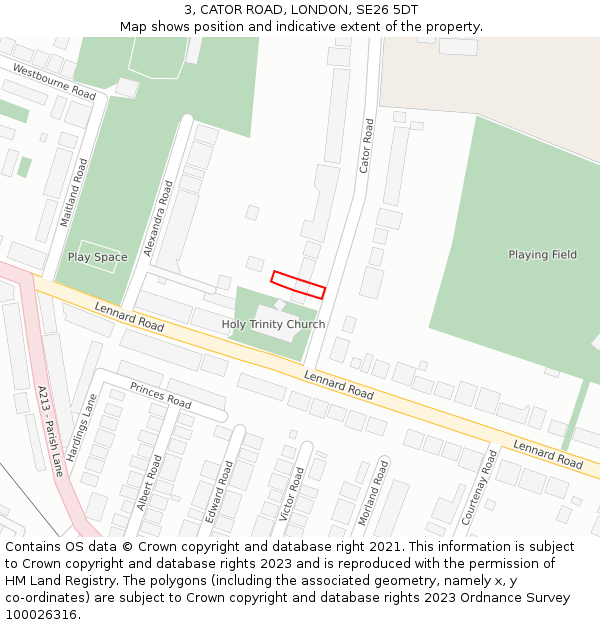 3, CATOR ROAD, LONDON, SE26 5DT: Location map and indicative extent of plot