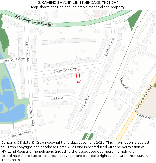 3, CAVENDISH AVENUE, SEVENOAKS, TN13 3HP: Location map and indicative extent of plot