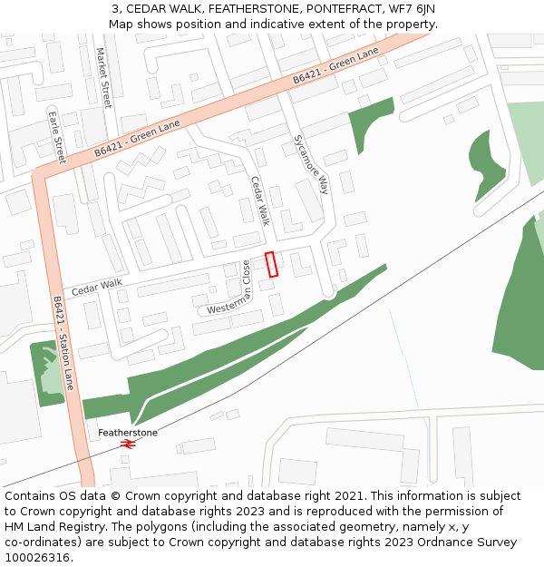 3, CEDAR WALK, FEATHERSTONE, PONTEFRACT, WF7 6JN: Location map and indicative extent of plot