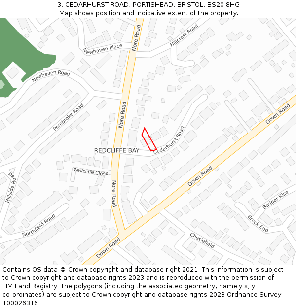 3, CEDARHURST ROAD, PORTISHEAD, BRISTOL, BS20 8HG: Location map and indicative extent of plot