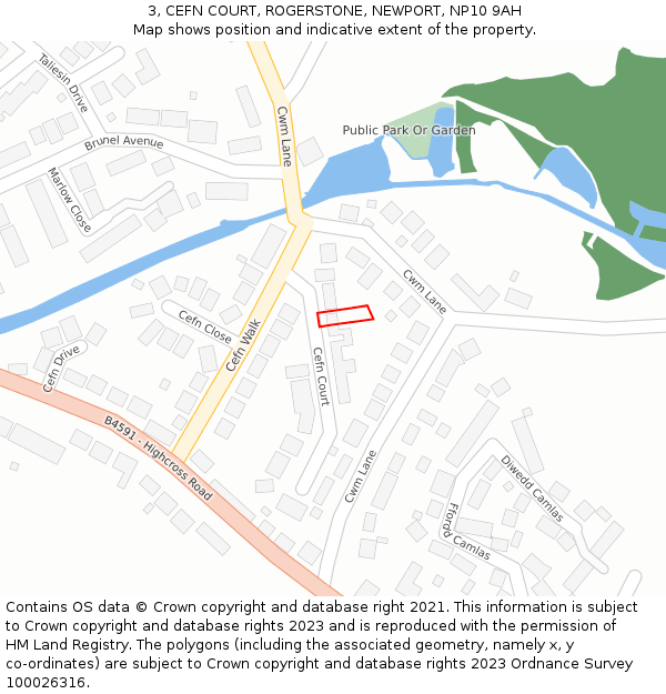 3, CEFN COURT, ROGERSTONE, NEWPORT, NP10 9AH: Location map and indicative extent of plot