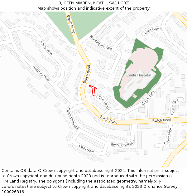 3, CEFN MIAREN, NEATH, SA11 3RZ: Location map and indicative extent of plot