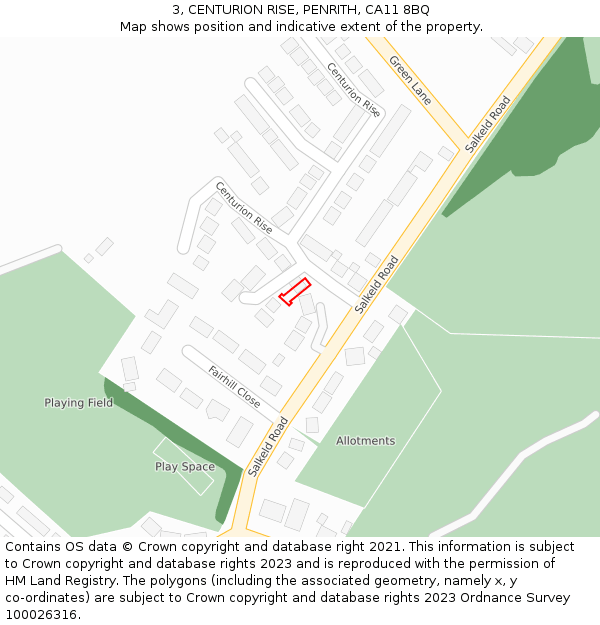 3, CENTURION RISE, PENRITH, CA11 8BQ: Location map and indicative extent of plot