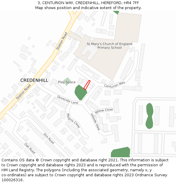 3, CENTURION WAY, CREDENHILL, HEREFORD, HR4 7FF: Location map and indicative extent of plot