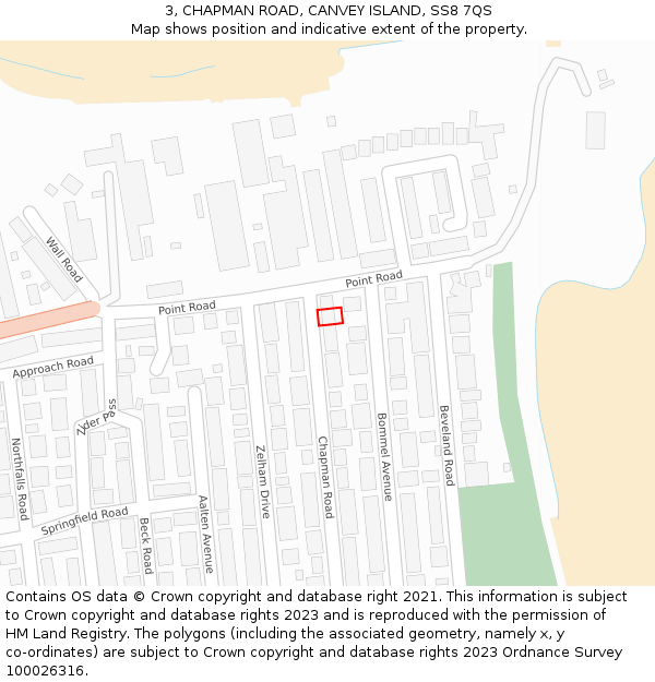 3, CHAPMAN ROAD, CANVEY ISLAND, SS8 7QS: Location map and indicative extent of plot