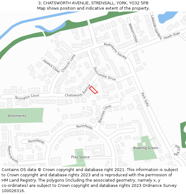 3, CHATSWORTH AVENUE, STRENSALL, YORK, YO32 5PB: Location map and indicative extent of plot