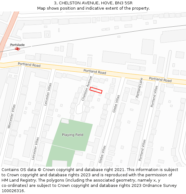 3, CHELSTON AVENUE, HOVE, BN3 5SR: Location map and indicative extent of plot