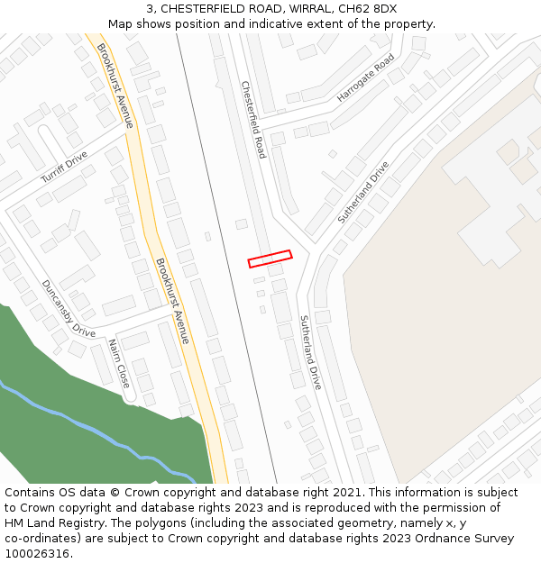 3, CHESTERFIELD ROAD, WIRRAL, CH62 8DX: Location map and indicative extent of plot