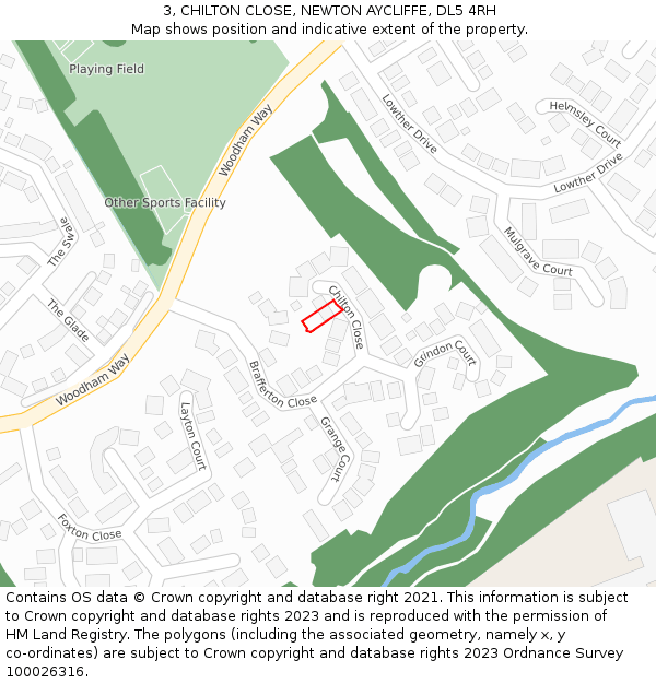 3, CHILTON CLOSE, NEWTON AYCLIFFE, DL5 4RH: Location map and indicative extent of plot