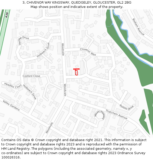 3, CHIVENOR WAY KINGSWAY, QUEDGELEY, GLOUCESTER, GL2 2BG: Location map and indicative extent of plot