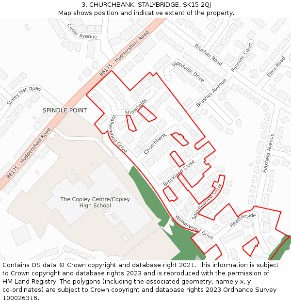 3, CHURCHBANK, STALYBRIDGE, SK15 2QJ: Location map and indicative extent of plot