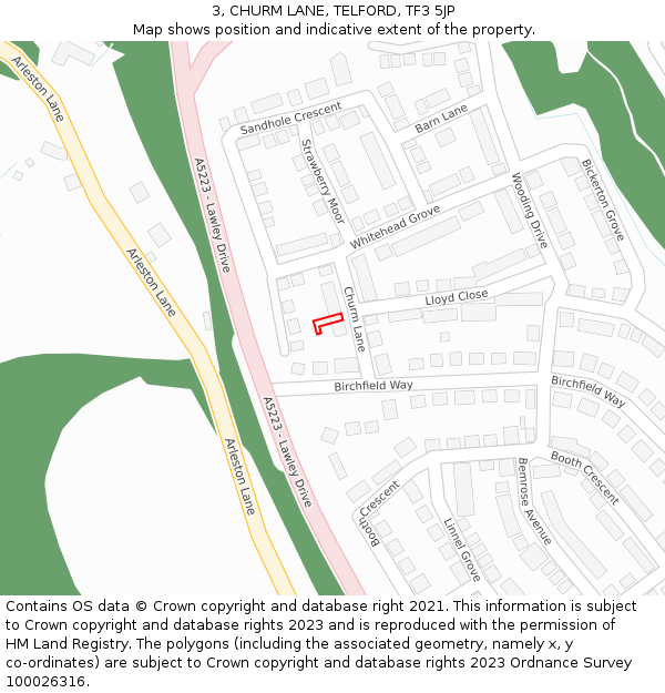 3, CHURM LANE, TELFORD, TF3 5JP: Location map and indicative extent of plot