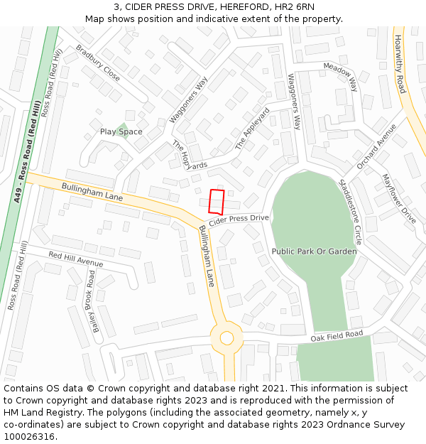 3, CIDER PRESS DRIVE, HEREFORD, HR2 6RN: Location map and indicative extent of plot