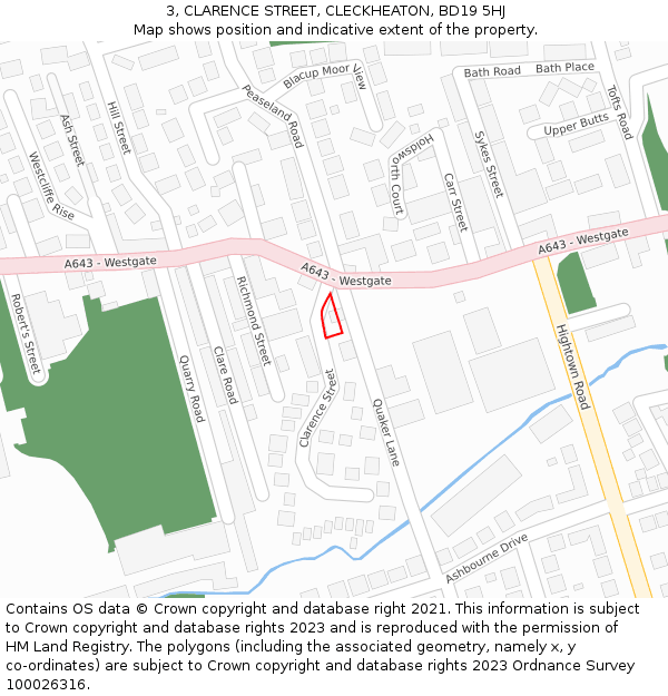 3, CLARENCE STREET, CLECKHEATON, BD19 5HJ: Location map and indicative extent of plot