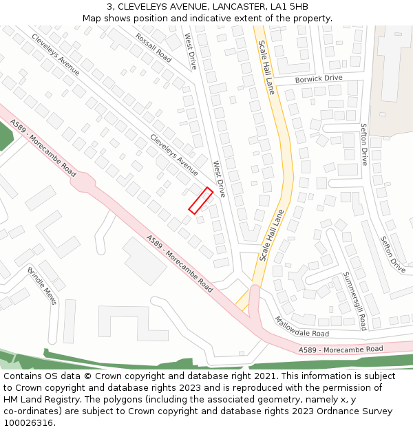 3, CLEVELEYS AVENUE, LANCASTER, LA1 5HB: Location map and indicative extent of plot