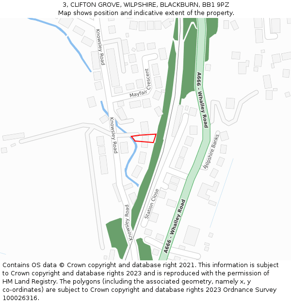 3, CLIFTON GROVE, WILPSHIRE, BLACKBURN, BB1 9PZ: Location map and indicative extent of plot