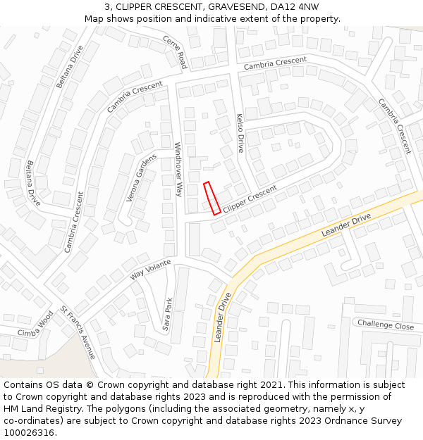 3, CLIPPER CRESCENT, GRAVESEND, DA12 4NW: Location map and indicative extent of plot