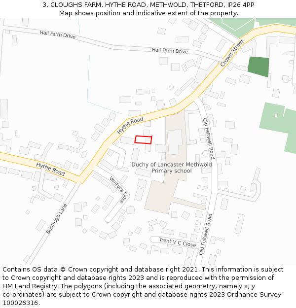 3, CLOUGHS FARM, HYTHE ROAD, METHWOLD, THETFORD, IP26 4PP: Location map and indicative extent of plot