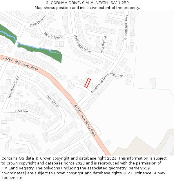 3, COBHAM DRIVE, CIMLA, NEATH, SA11 2BP: Location map and indicative extent of plot