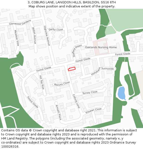 3, COBURG LANE, LANGDON HILLS, BASILDON, SS16 6TH: Location map and indicative extent of plot