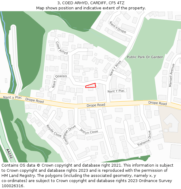 3, COED ARHYD, CARDIFF, CF5 4TZ: Location map and indicative extent of plot