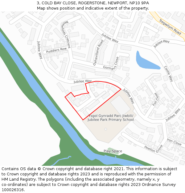 3, COLD BAY CLOSE, ROGERSTONE, NEWPORT, NP10 9PA: Location map and indicative extent of plot