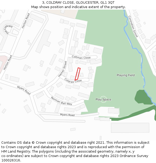 3, COLDRAY CLOSE, GLOUCESTER, GL1 3QT: Location map and indicative extent of plot