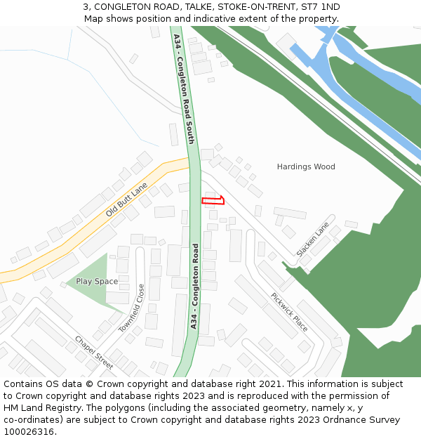 3, CONGLETON ROAD, TALKE, STOKE-ON-TRENT, ST7 1ND: Location map and indicative extent of plot