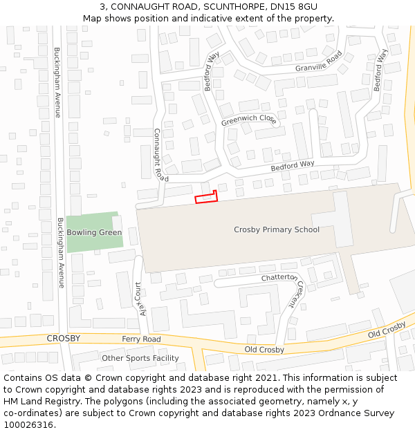 3, CONNAUGHT ROAD, SCUNTHORPE, DN15 8GU: Location map and indicative extent of plot