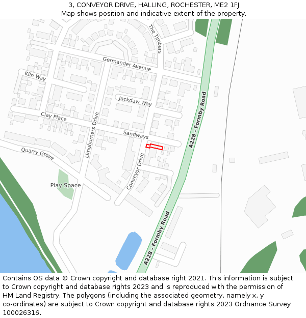 3, CONVEYOR DRIVE, HALLING, ROCHESTER, ME2 1FJ: Location map and indicative extent of plot