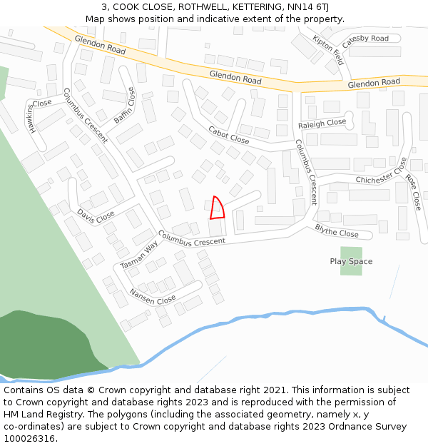 3, COOK CLOSE, ROTHWELL, KETTERING, NN14 6TJ: Location map and indicative extent of plot