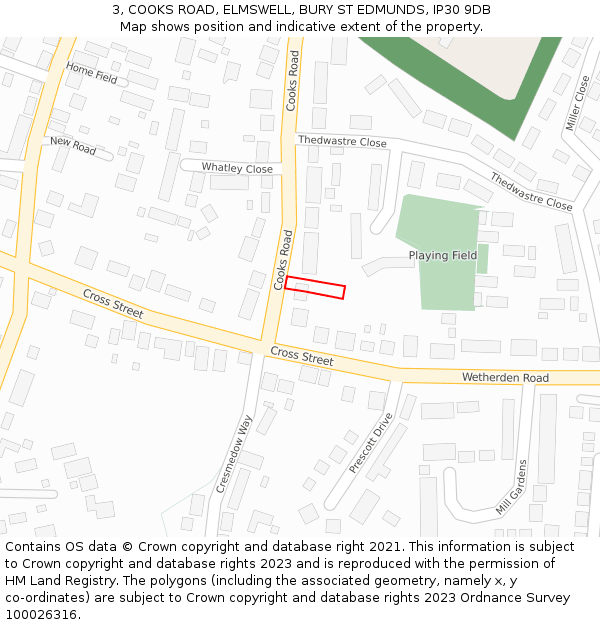 3, COOKS ROAD, ELMSWELL, BURY ST EDMUNDS, IP30 9DB: Location map and indicative extent of plot