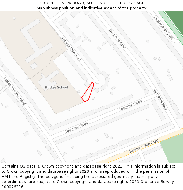 3, COPPICE VIEW ROAD, SUTTON COLDFIELD, B73 6UE: Location map and indicative extent of plot