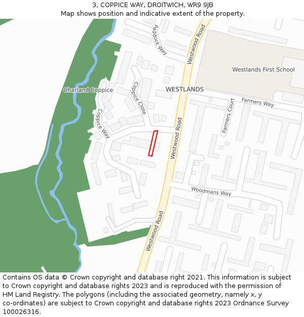 3, COPPICE WAY, DROITWICH, WR9 9JB: Location map and indicative extent of plot