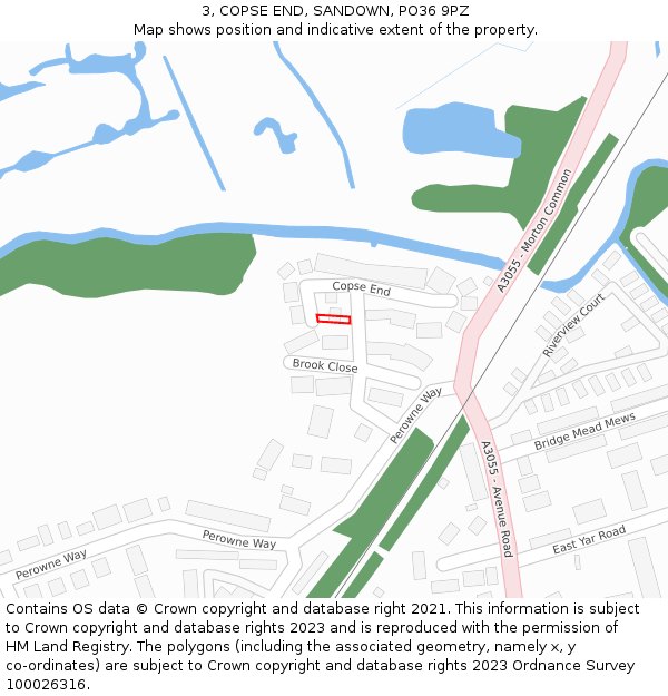 3, COPSE END, SANDOWN, PO36 9PZ: Location map and indicative extent of plot