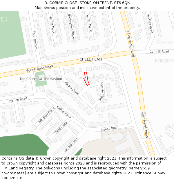 3, CORMIE CLOSE, STOKE-ON-TRENT, ST6 6QN: Location map and indicative extent of plot