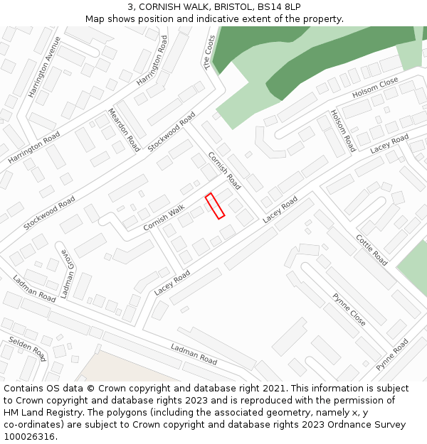 3, CORNISH WALK, BRISTOL, BS14 8LP: Location map and indicative extent of plot