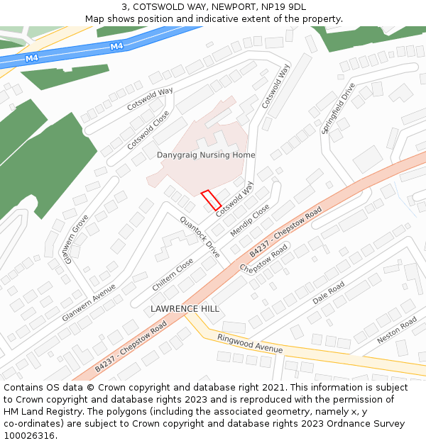 3, COTSWOLD WAY, NEWPORT, NP19 9DL: Location map and indicative extent of plot
