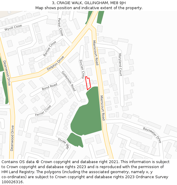 3, CRAGIE WALK, GILLINGHAM, ME8 9JH: Location map and indicative extent of plot