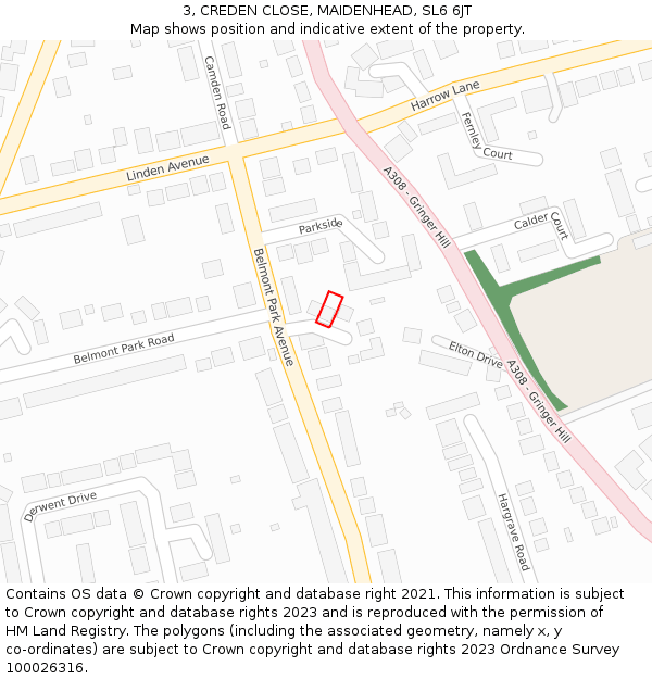 3, CREDEN CLOSE, MAIDENHEAD, SL6 6JT: Location map and indicative extent of plot