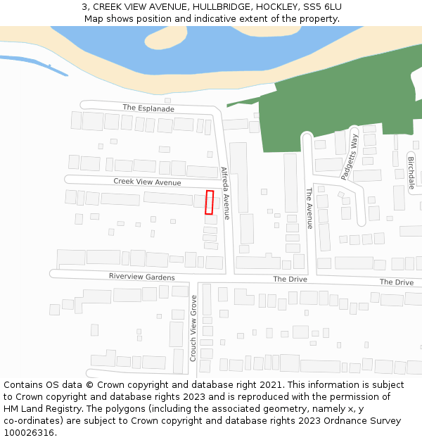 3, CREEK VIEW AVENUE, HULLBRIDGE, HOCKLEY, SS5 6LU: Location map and indicative extent of plot