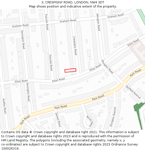 3, CRESPIGNY ROAD, LONDON, NW4 3DT: Location map and indicative extent of plot