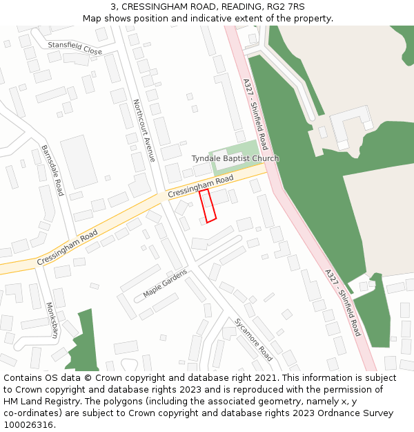 3, CRESSINGHAM ROAD, READING, RG2 7RS: Location map and indicative extent of plot