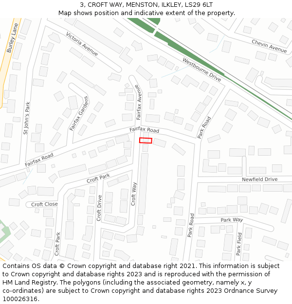 3, CROFT WAY, MENSTON, ILKLEY, LS29 6LT: Location map and indicative extent of plot